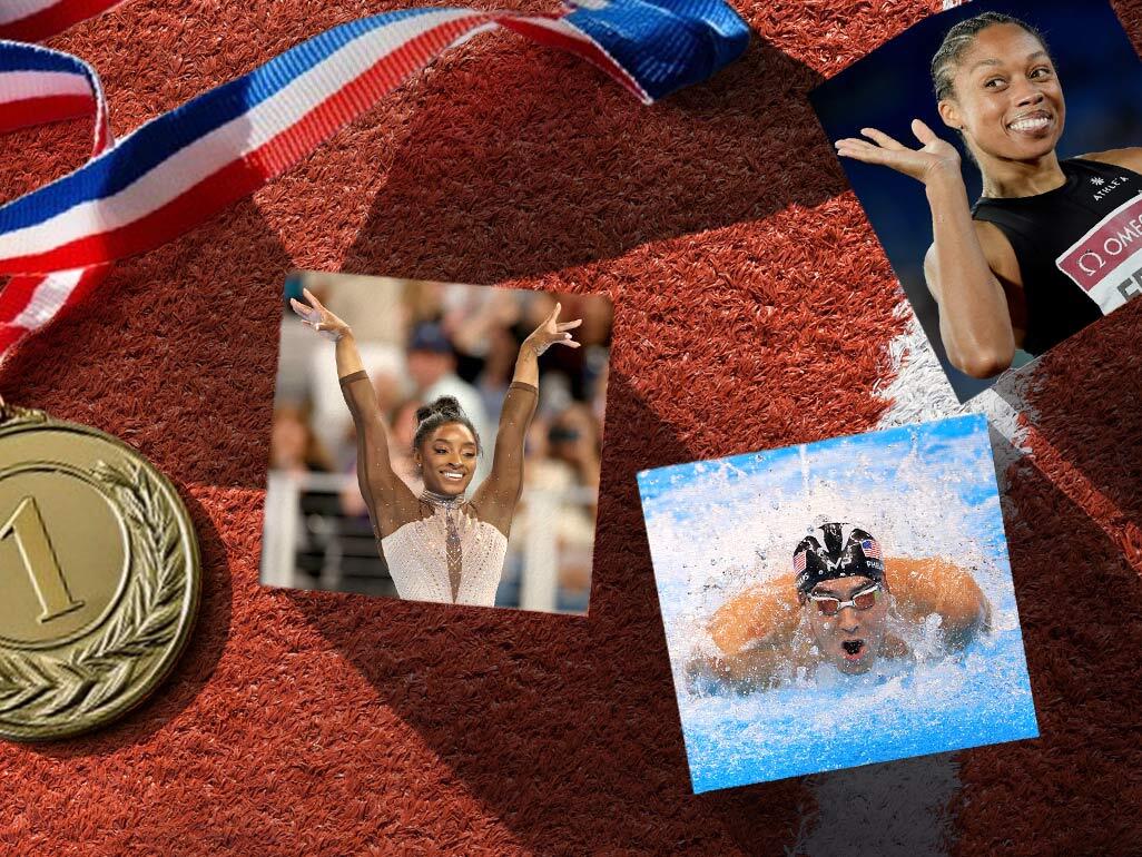 A collage of American Olympic athletes