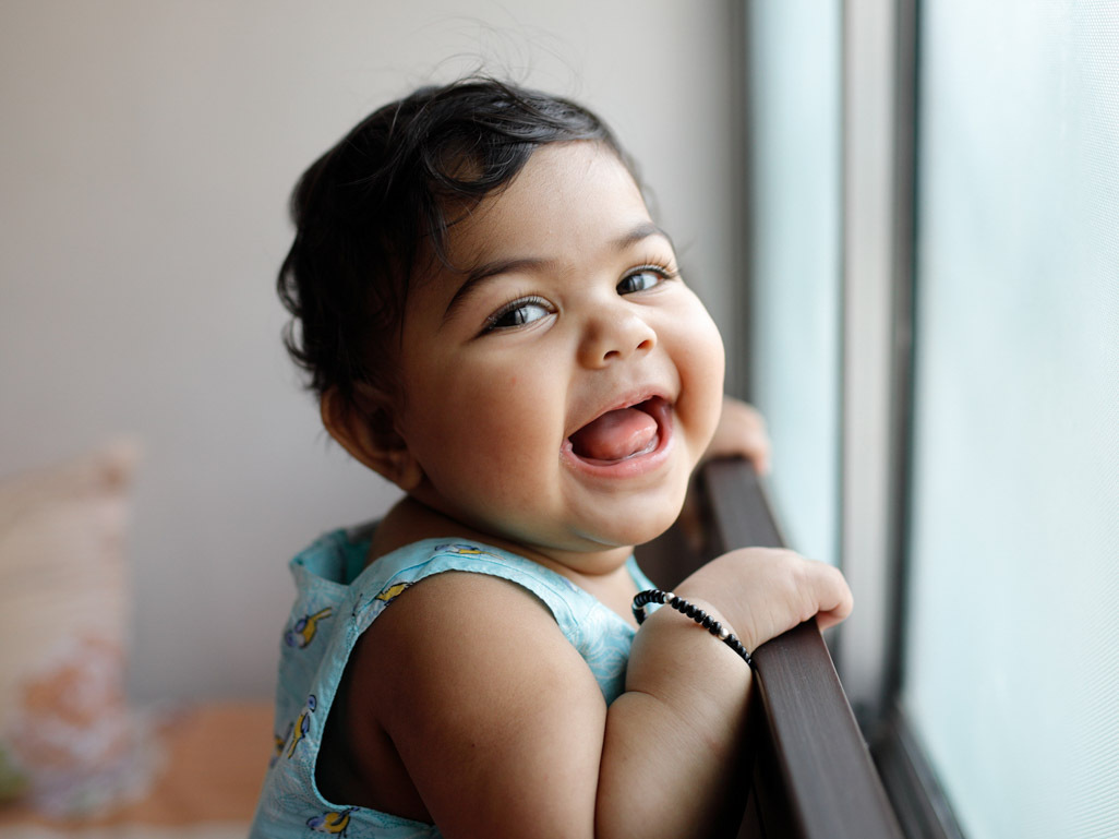 A laughing baby girl